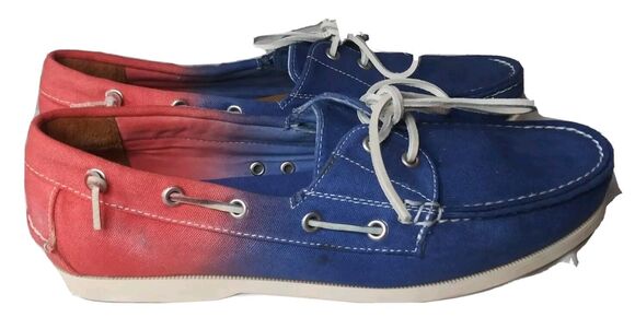 Polo Ralph Lauren USA Merton Boat Shoes Hombre Blue Red Tie dye Canvas Mens 11.5 main image 7